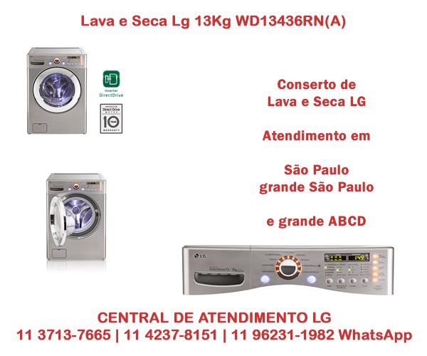 Conserto Lava e Seca Lg 13Kg WD13436RN(A)